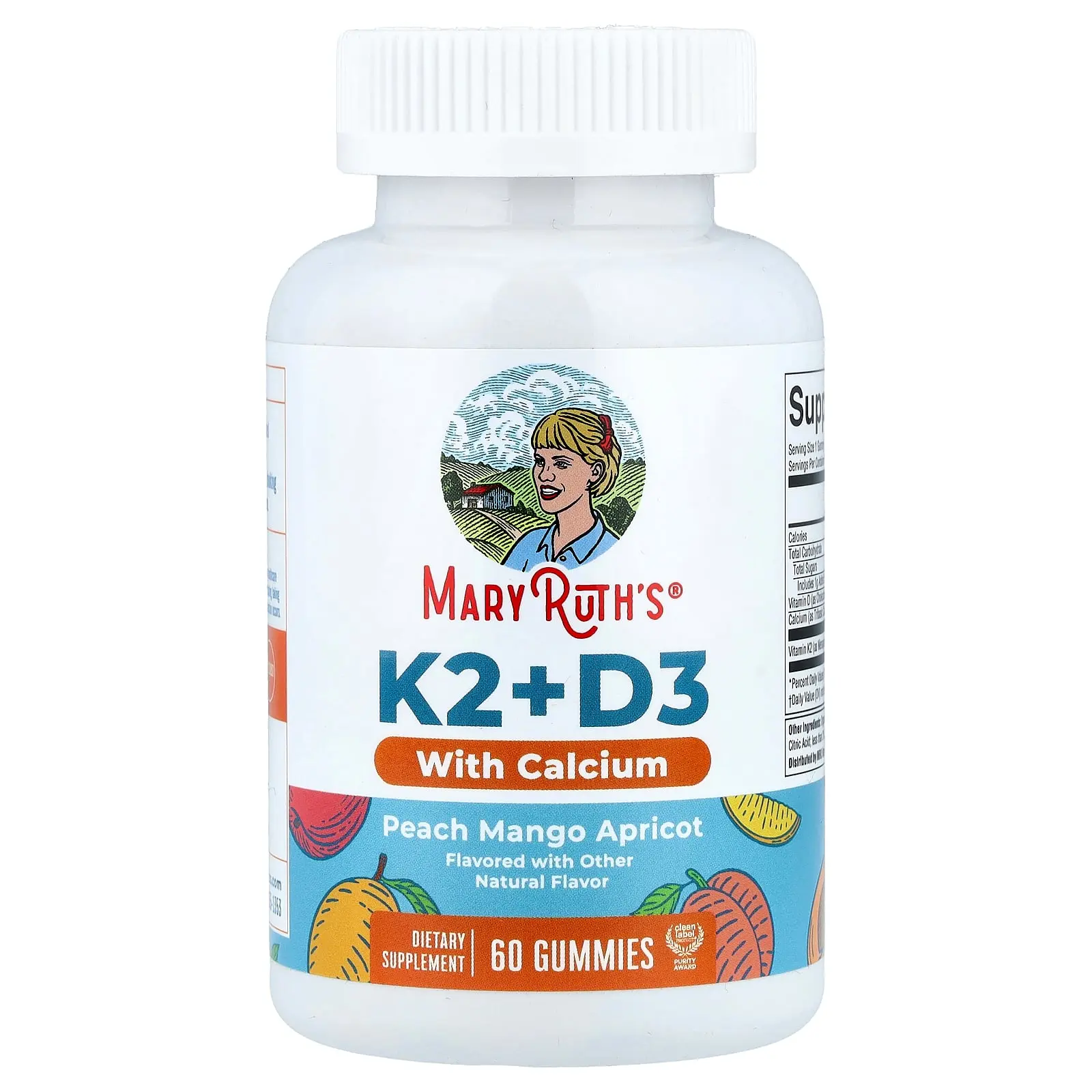 MaryRuth's Vitamin K2 + D3 With Calcium Gummies, Peach Mango Apricot, 60 Gummies MaryRuth's Vitamin K2 + D3 With Calcium Gummies, Peach Mango Apricot, 60 Gummies