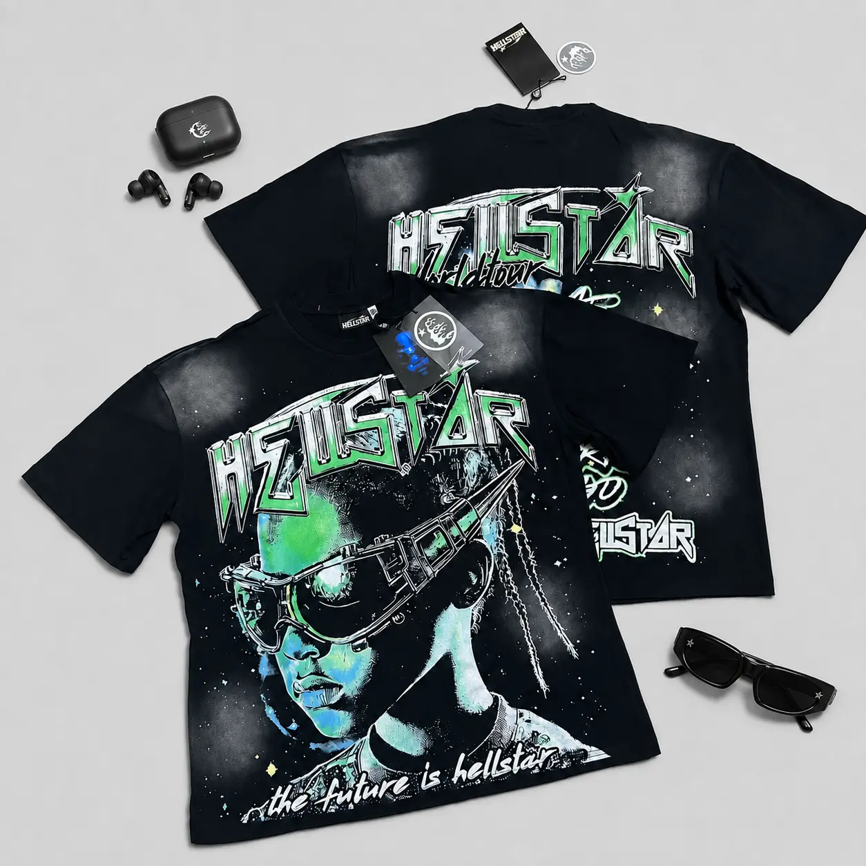HELLSTAR Men's Pure Cotton Y2K Graphic T-Shirt, Certified Premium Vintage Rap Double-Sided Short Sleeve Streetwear Tee, Mens Standard Fit