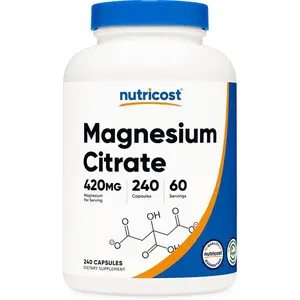Nutricost Magnesium Citrate 420mg, 240 Veggie Capsules - 60 Servings, Gluten Free, Non-GMO, Vegetarian Friendly