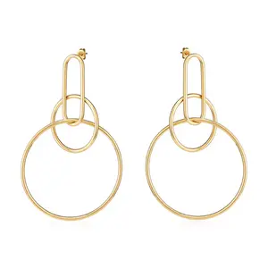 Naomi Gold | Gold Interlocking Link & Circle Hoop Drop Earrings | Ambre’ Jewelry