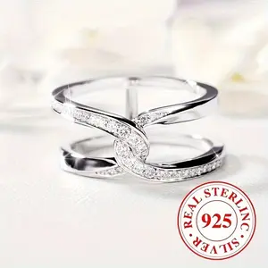 925 Sterling Silver Ring Sparkling Infinite Knot Design Suitable for Men and Women High Quality Jewelry Perfect Gift for That Special Person