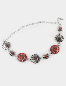 Red Concho Womens Chain Belt, Red Combo
