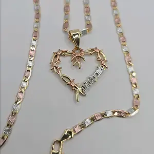 NECKLACE HEART with thorns three colors BICHOTA beautiful chain 20"inches GOLD-PLATED