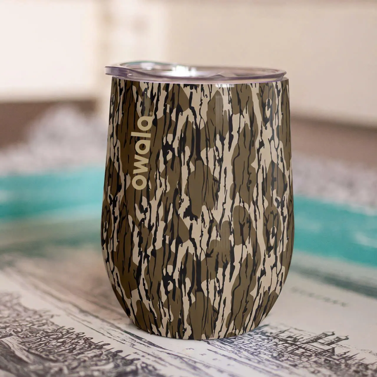 Owala 12oz Stemless Travel Tumbler - Woodland Camouflage Print