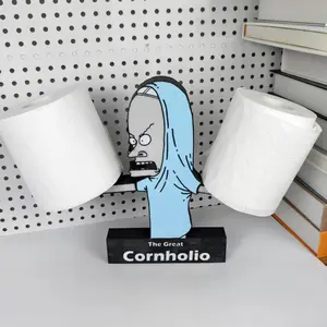 Toilet Paper Holder with Character Design and The Great Cornholio Label Fun Functional Bathroom Accessory