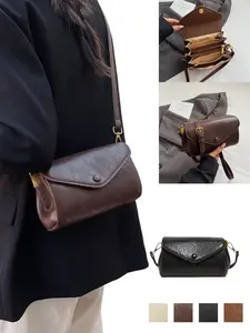 New Fashion Simple Crossbody Bag, Pure Color Versatile Accordion Shoulder Bag, PU Fabric, Suitable for Daily Commuting Shopping, Elegant Commuter Bag