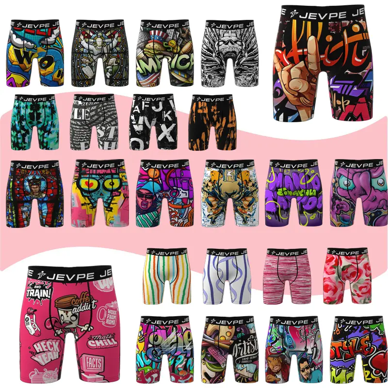 12-Pack Random Men's Printed Boxer Briefs, Moisture Wicking Breathable, Anti-Roll Hem Street Style Casual Underwear