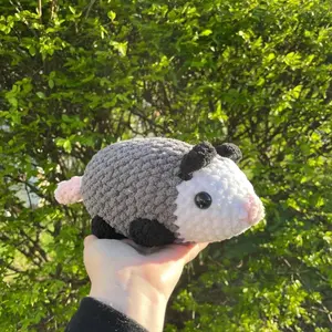 Trash the opossum plush | handmade crochet plushie | opossum | weird plush | amigurumi | small business | soft plush | stuffed animal |