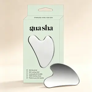 Nuanchu Stainless Steel Gua Sha Board Silver Face Body Shaping Massager Anti-swelling Lymphatic Drainage Skin Care Gift with Bag