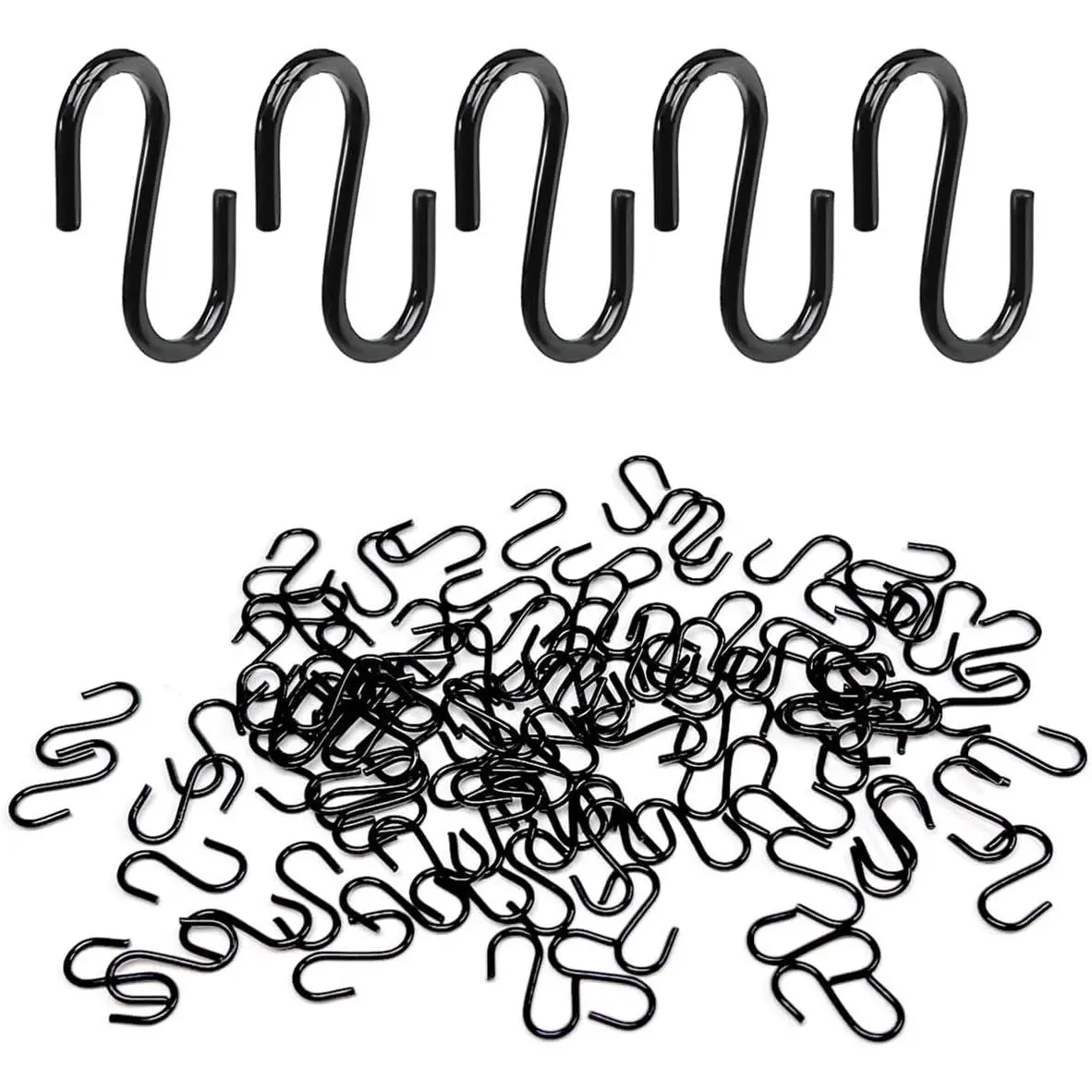 100 Pcs Mini S Hooks for Hanging, 1/2 Inch S Shaped Hooks, Ornament Hooks, S Hangers Hooks, S Hanging Hooks, Wire Hooks, Metal S Hooks for Crafts, Jewelry Keychain Necklaces, Black