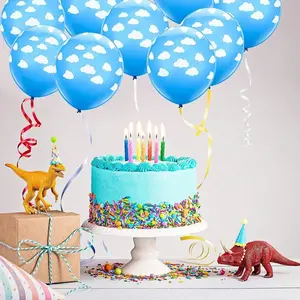 20pcs 12inch c Cloud White Latex Balloons, Matte Blue Print Cloud Balloons, Birthday Party Toy, Story Party Decoration, Creative Small Gift, Holiday Accessory, Birthday Party Supplies, Birthday Gift, Party Decorations Supplies
