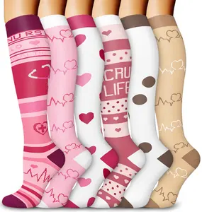 Compression Socks for Women & Men, Support Knee High Socks for Running,Nurses,Travel 6 pairs