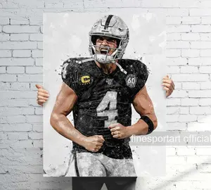 Derek Carr Poster, No Canvas, Football print, Sports wall art, Man Cave, Gift,  Room Decor