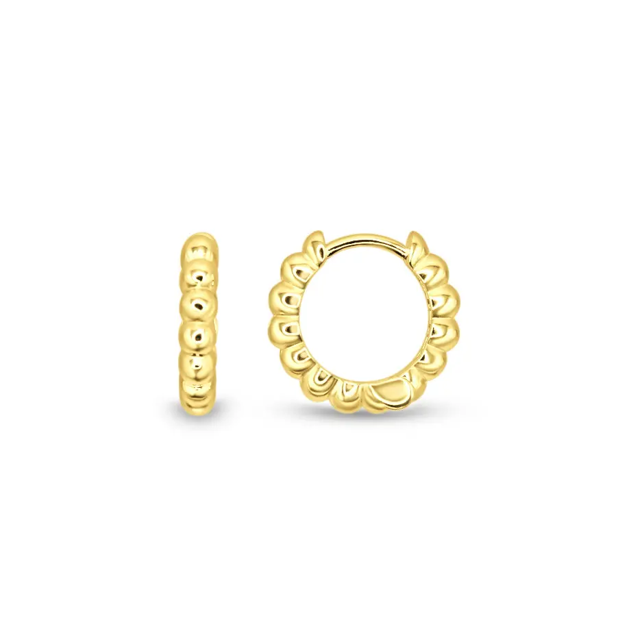 Sterling Silver Beaded Hoops- 16mm