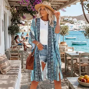 Women's Summer Beach Kimono Swimsuit Cover Up - Loose Casual Cardigan for Swimwear Lightweight Flowy Beachwear Perfect for Poolside Vacation Resort Wear Sun Protection Stylish Beach Coverup