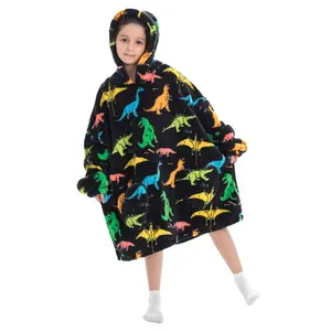 Wearable Blanket Hoodie for Boys Girls Kids, One Size 1Pcs Oversized Nightgown Loungewear Wearable Hoodie Sweatshirt Blanket Warm Hoodie with Pocket