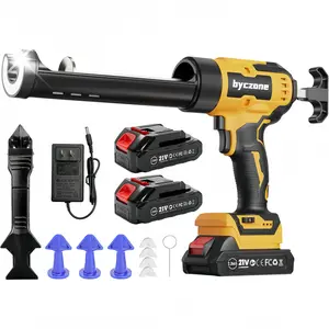 Electric Caulking Gun, Cordless Caulking Gun with 2x 2000mAh Batteries, 9Pcs Silicone Caulking Tools, 10 Oz Cordless Caulk Gun with 6 Adjustable Speed, LED Light, Battery Powered Caulking Gun for Filling, Sealing, Repair