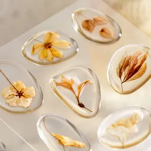 Nature Echo Series Plant Theme Transparent Epoxy Stickers, Creative Handmade Scrapbook Materials, DIY Diary Book Decoration