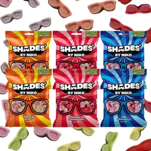 Shades by Niko Vegan Sweets 150g - Tropical Blast & Straight Up Strawberry Pack of 6 Plant-Based Gummy Candy Gluten-Free Dairy-Free Natural Fruit Flavors