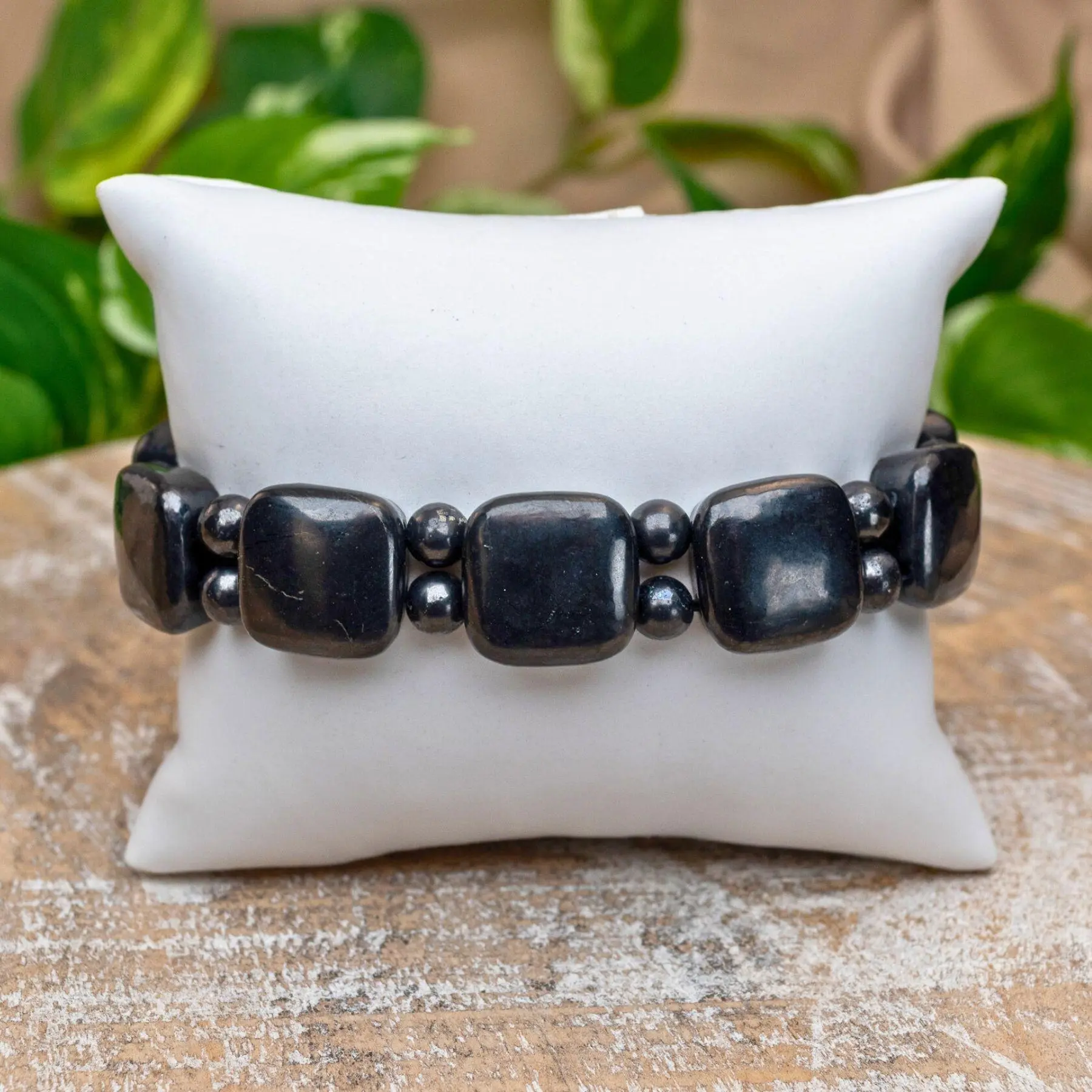 Down to Earth Shungite Square 15mm Bracelet - Healing Bracelet for Astrological Sign Scorpio, Cancer & Pisces, Daily Use