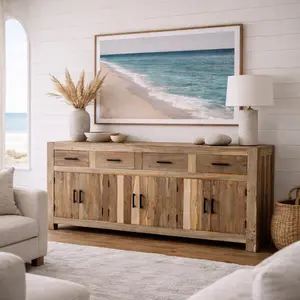 Handcrafted Reclaimed Teak Wood Sideboard / Credenza