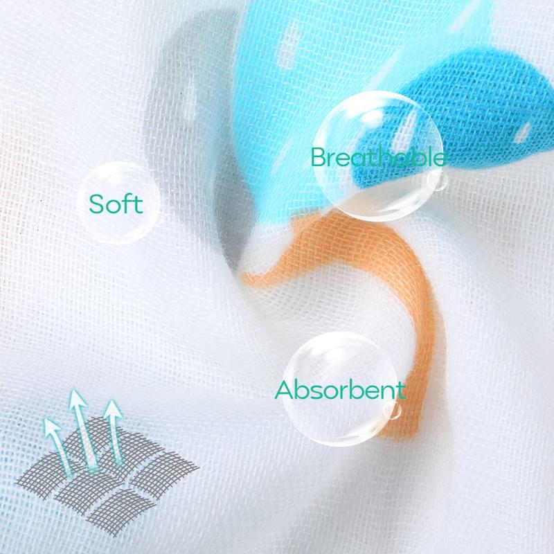 Yoofoss Muslin Wash Cloths Set of 10 Pack for Boys and Girls - 100% Cotton Baby Bath Face Towel Washcloths, Large 20''X10'' Super Soft and Absorbent