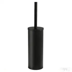 Black Toilet Brush and Plunger Set with Storage Stand Durable Hygienic Bathroom Cleaning Supplies