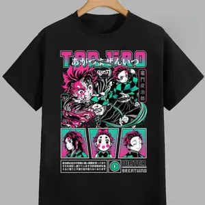 valentine shirts Japanese Kamado Tanjiro Demon Slayer Anime T Shirt Summer Cotton Men Women Streetwear Casual Couple Harajuku Casual Tees Tops