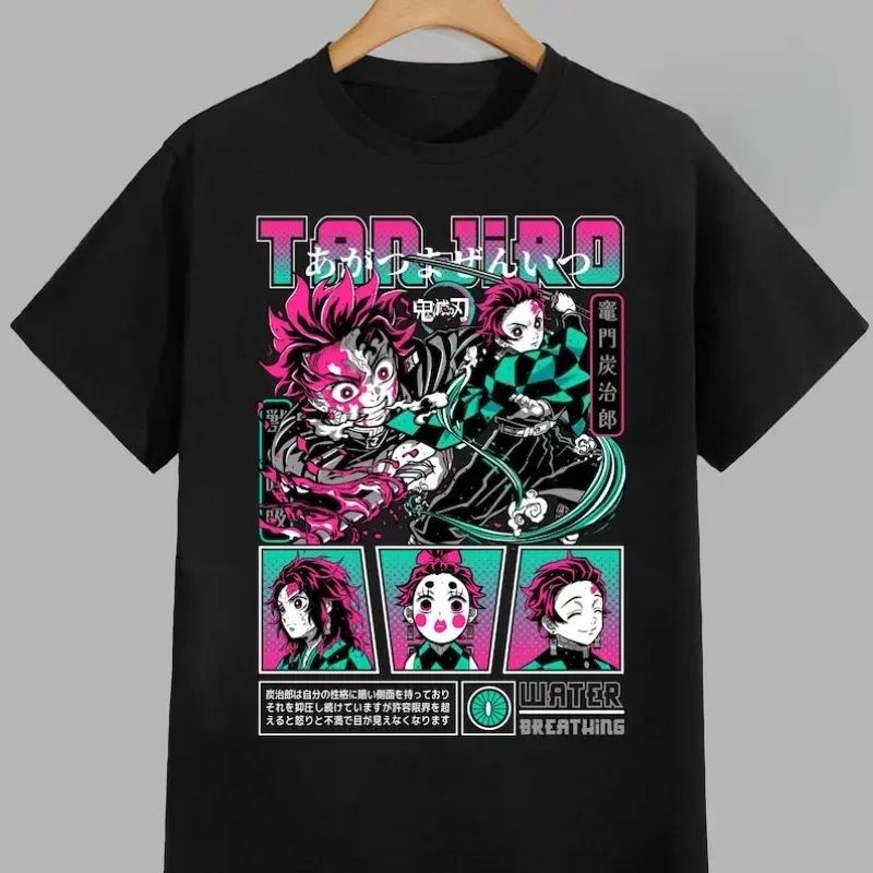 valentine shirts Japanese Kamado Tanjiro Demon Slayer Anime T Shirt Summer Cotton Men Women Streetwear Casual Couple Harajuku Casual Tees Tops
