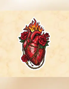 Sacred Heart Sticker | Corazón Sagrado | Chicana Faith Sticker | La Muñeca Dorada