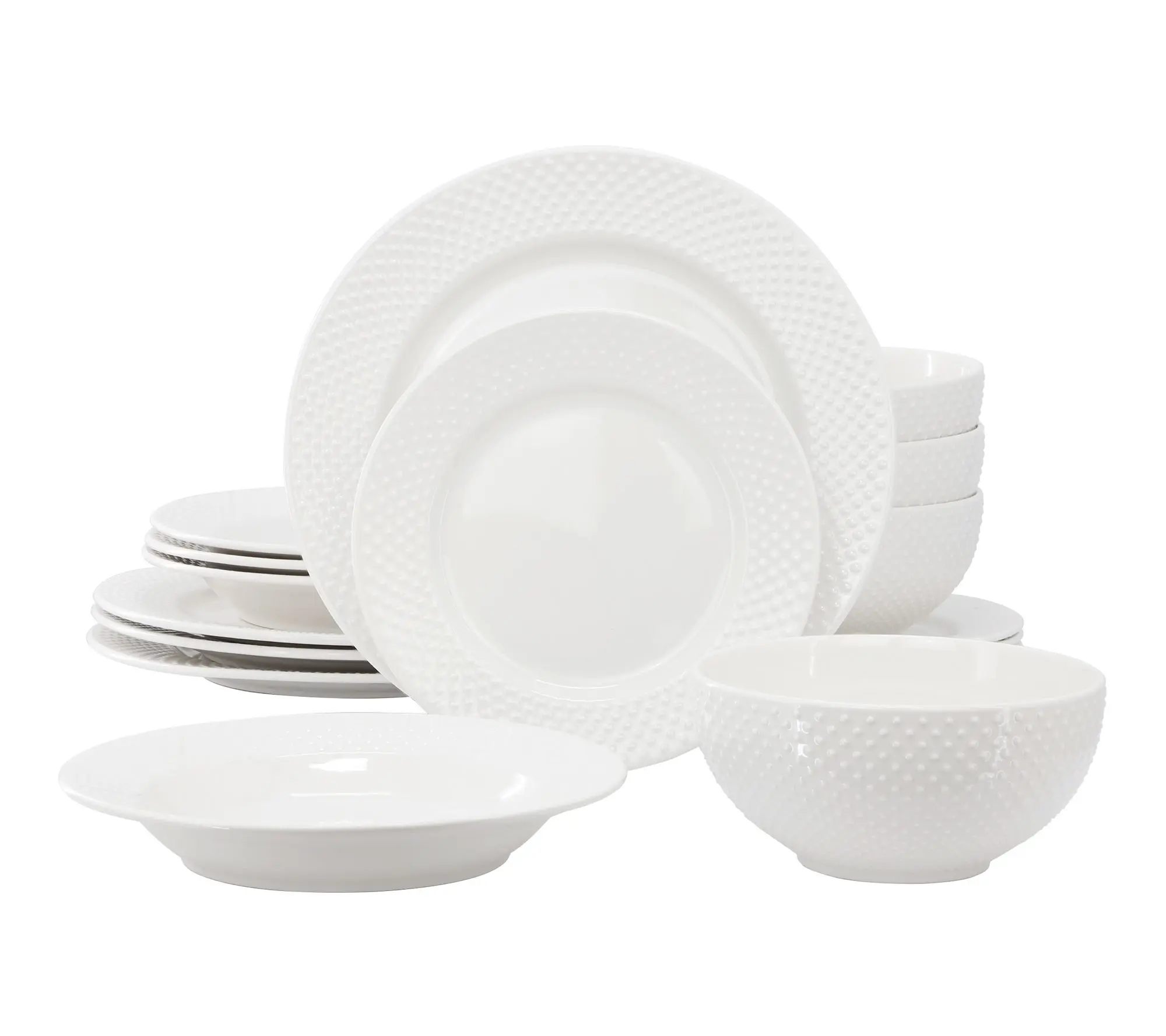 Elama Kim 16 Piece Hobnail Porcelain Dinnerware Set Elama Kim 16 Piece Hobnail Porcelain Dinnerware Set