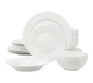 Elama Kim 16 Piece Hobnail Porcelain Dinnerware Set