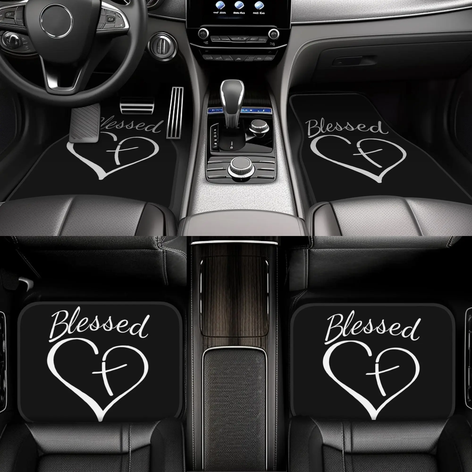 Set of 4 Decorative Car Floor Mats - Non-Slip, Machine Washable, Idealfor Vehicles, Suvs, And More. an Excellent Present for Anyone, Perfect forCar Interior Decoration