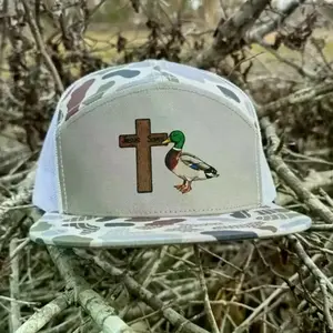 Jesus Saves Mallard Duck Hat | Christian Hunting Trucker Hat | Faith Duck Embroidered Hat | Mallard Duck Camo Baseball Cap | Religious Outdoor Hunting Hat | Unisex Mesh Snapback Hat | Duck Hunter Faith Apparel | Gift for Christian Hunters