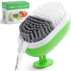 Vegetable brush scrubber for food, drainable potato and mushroom scrubber brushes, vegetable and fruit washing scrub cleaner, 1 piece, green
