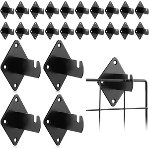 24 Pcs Black Gridwall Mount Brackets Bulk for Grid Panels Black Gridwall Brackets for Clothing Store Cloakroom Display Wall Organization