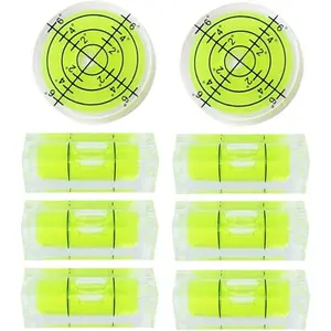 8 count Small Bubble Spirit Level Mini Square Levels Measuring Tools for Balancing Frame, Mural, Picture Hanging, Turntable, Tripod, Camera, Phonograph, 10x10x29mm, 32x7mm (Set A)