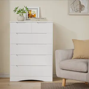 GIZOON 6 Drawer Dresser Chest of Drawers with Large Storage White Dressers for Bedroom Tall Dresser and Organizer with Anti-Tripping Wooden Cabinet for Office Living Room Entryway Sturdy Safe Contemporary Design