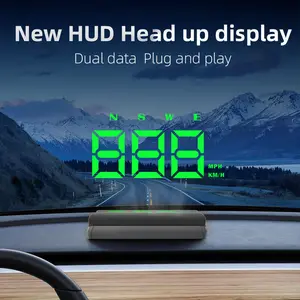 W2 HUD Head Up Display GPS Universal Car Supplies Speedometer KMH Type-c USB Cable Dual Data Plug and Play Intelligent Display