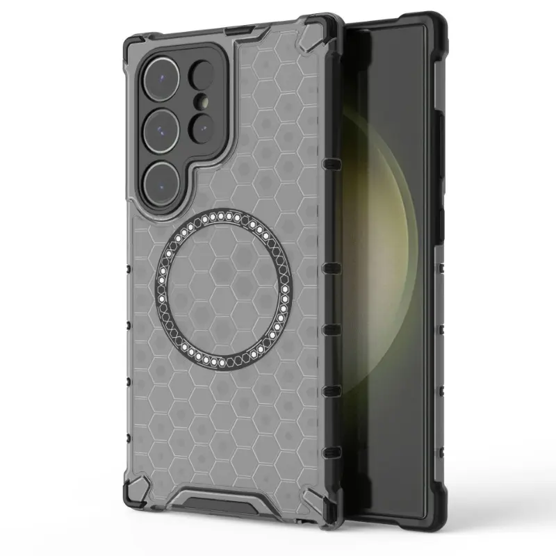 Honeycomb Style Magnetic Ring Phone Case For Samsung Galaxy S25 S24 Ultra S23 FE A55 A35 A56 A36 A26 A16 5G A06 4G Back Cover