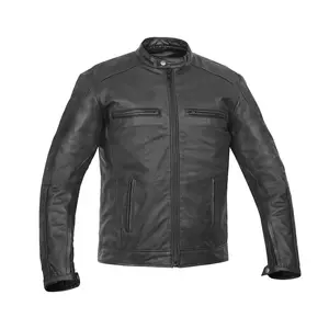 DANIEL SMART Wind Striker Men's Longsleeves Biker Jacket - Soft Drum-Dyed Goat Leather, Smooth Stretch, Thermal, Scooter Collar, Vented Mesh Pockets, Armor-Ready, Zipper-Equipped Plain Menswear Top