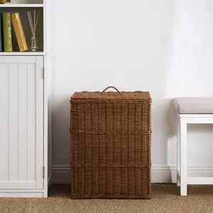 Handmade Breathable Eco-Friendly Durable Mildew-Proof Woven Resin Wicker Rectangular Laundry Hamper - 17.3"x13.8"x23.6", Espresso Brown, Home Supplies Laundry Tool Accessory