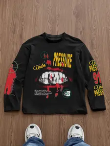 Men's Casual Long Sleeve T-Shirt, Unique Pattern Print Design, Comfortable Fabric, Fitted Style, Perfect for All Seasons