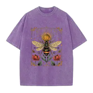 Celestial Bee Mystical T-Shirt, Vintage Floral Sun Graphic Tee