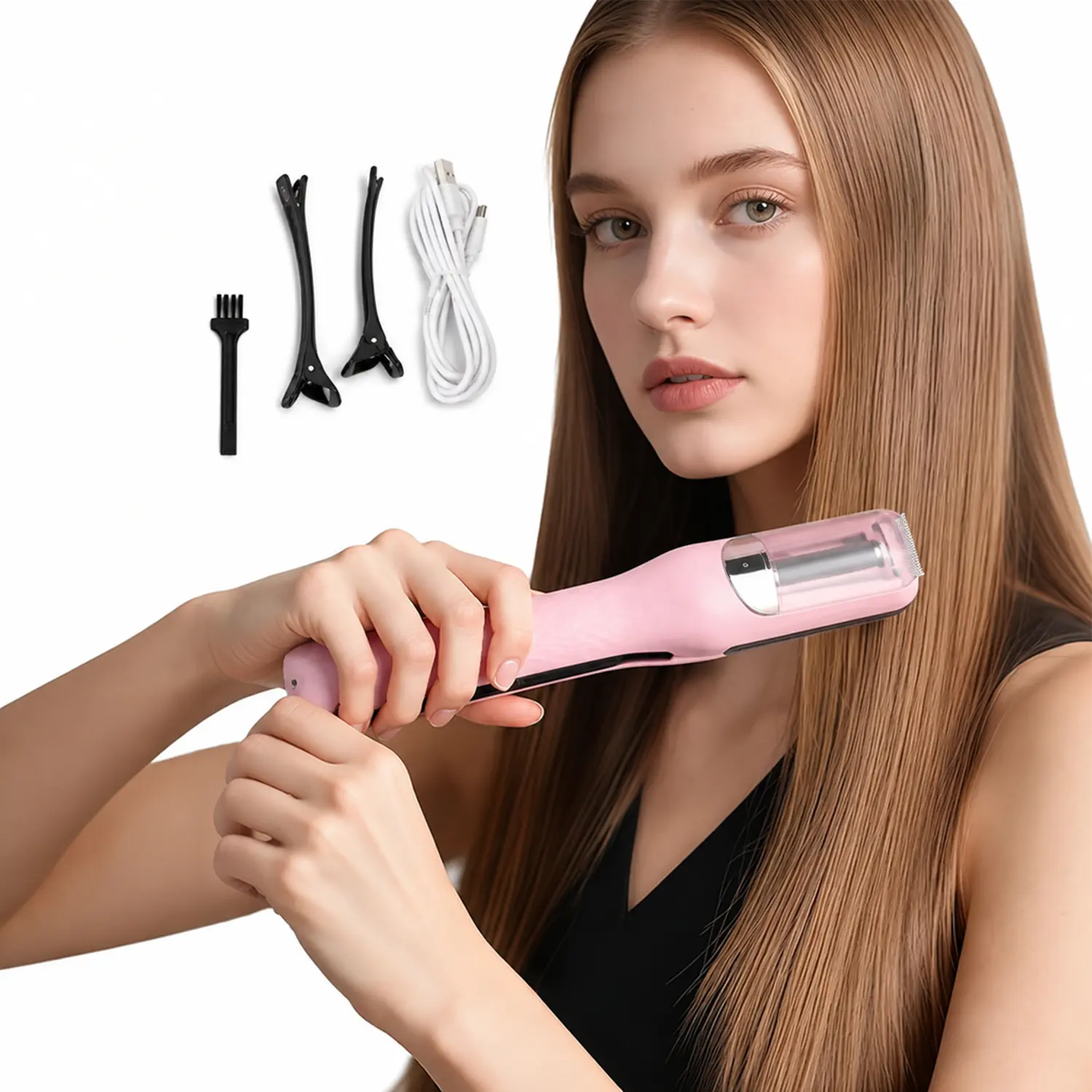 Professional Split End Trimmer, Removes Split Ends and Broken Hair Tips Quickly and Effectively, with LED Display, Dead Ends Trimmer for Damaged,Dry, Brittle Hair