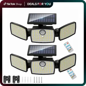 2-Pack 3-Head Solar Outdoor LED Security Lights, 2500LM Motion Sensor Spotlights, 270° Wide-Angle, IP65 Waterproof for Garage, LED Solar Outdoor Fixtures, Led Lights, Solar Outdoor Lights