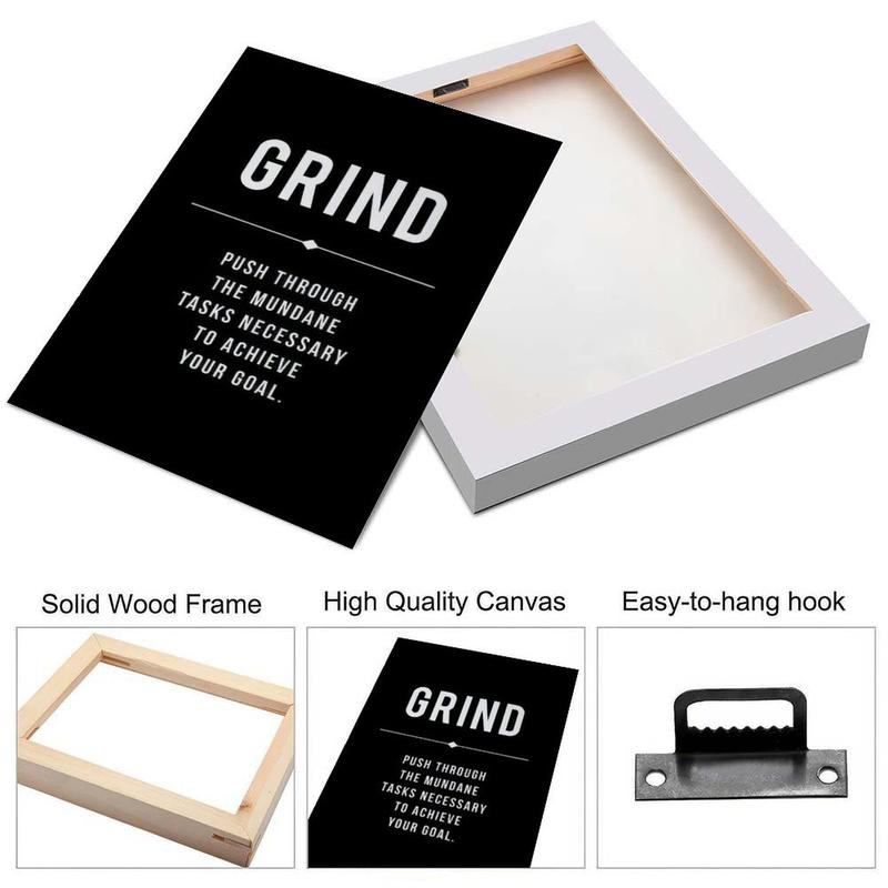 Motivational 3 Piece Set Wall Art Poster, Hustle Grind Execute Prints, Minimalist Office Decor, Printable Inspirational Poster