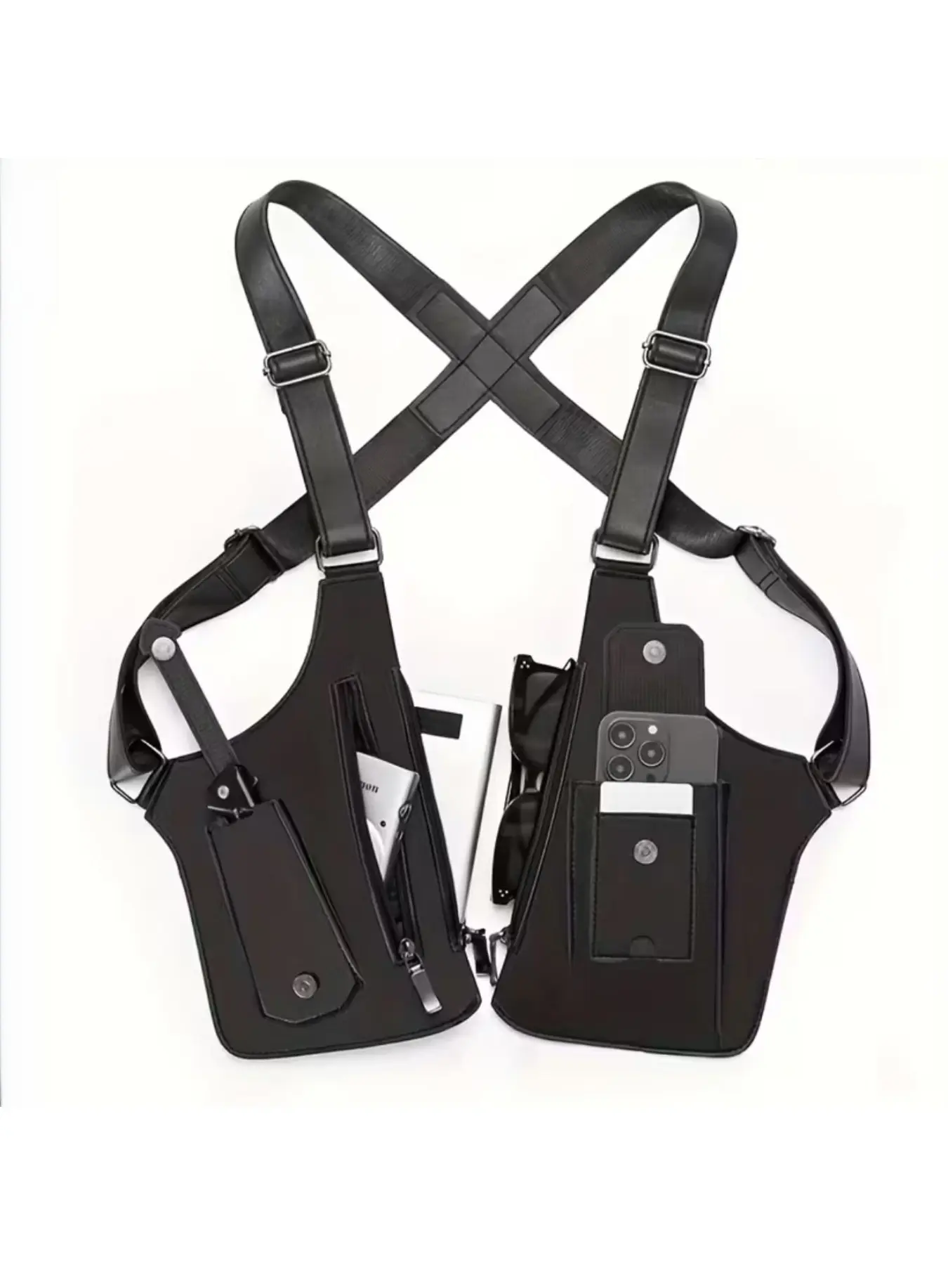 Men's Vintage Chest Backpack, Lightweight Outdoor Vest Bag with Hands-Free Phone Holder, Multi-Functional Crossbody Pack for Cycling, Hiking, Fitness, Great Gift for Boyfriend/Husband/Father Gift, Versatile Bag