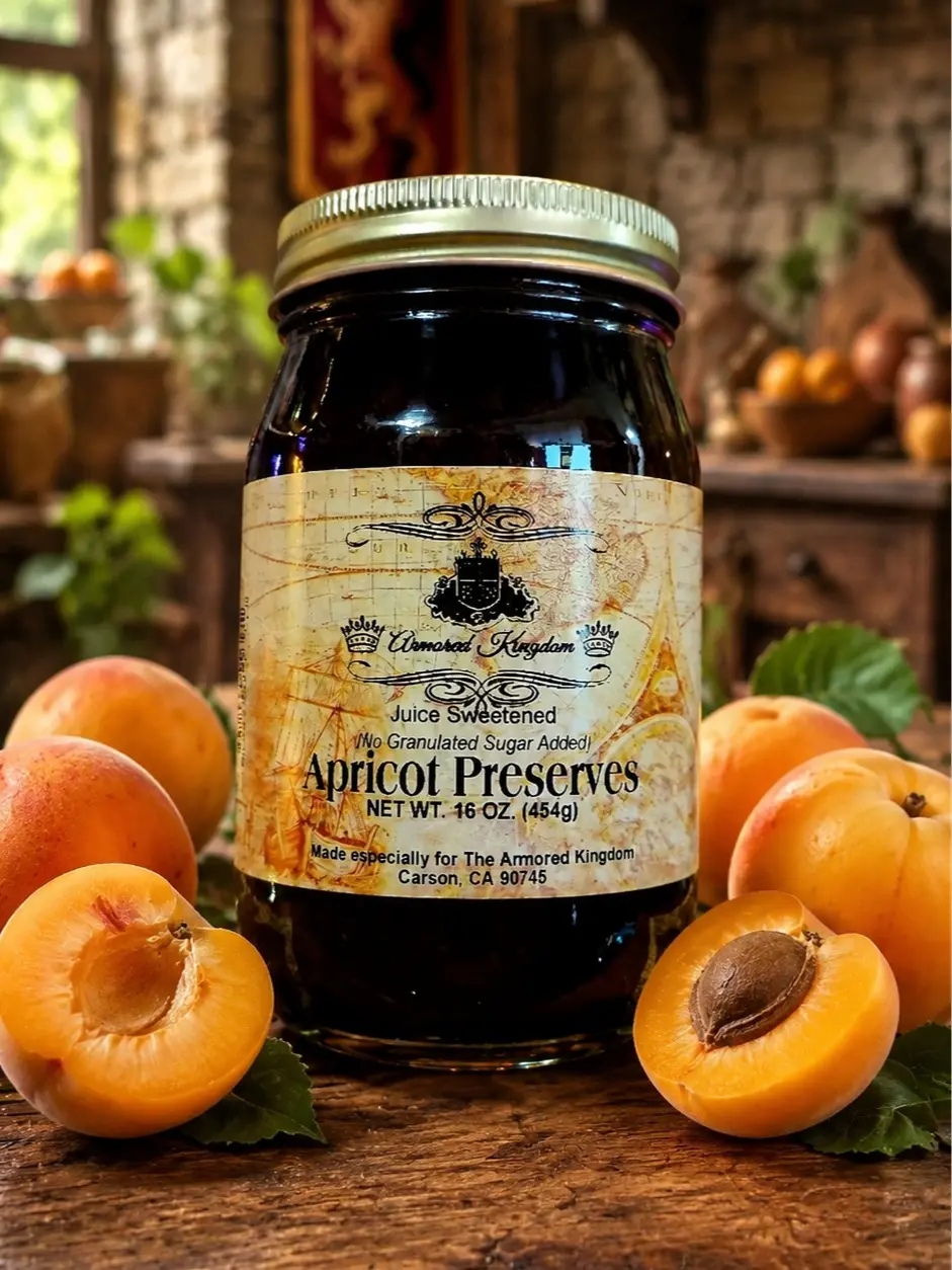 The Armored Kingdom Organic Gluten-Free Apricot Jam Preserves - 16oz Glass Jar, Sun-Ripened Premium Apricots, Sweet-Tangy Gourmet Flavor, Caffeine-Free, Ideal for Snacks & Baking, Youth-Friendly Cupboard Essential