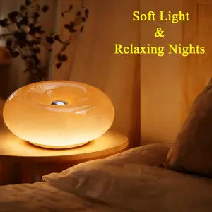 Orange Donut Table Lamp, Retro-Modern Atmosphere Desk Light with Touch Control, 3-Level Dimmable Nightstand Lamp, USB-C Powered Creative Home Decor for Bedroom & Living Room